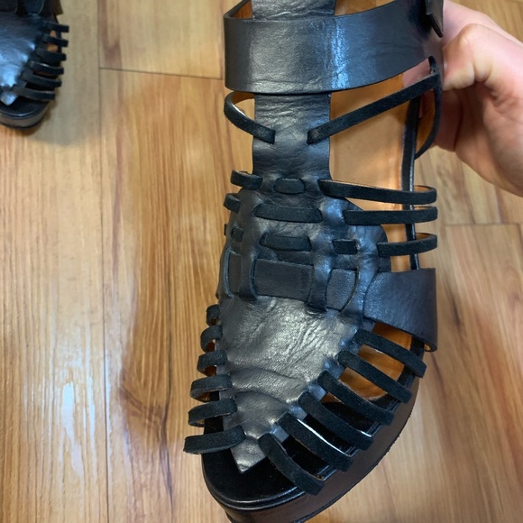 Givenchy Corinne Huarache Leather Sandal Wedges - Picture 6 of 16